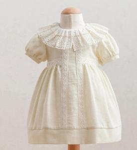 TO3926E  Palest Apple Woven Dress with Lace  (6-36 months)