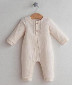 TO5420E Ecru embroidered romper (0-9 months)