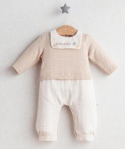 TO5480K  Coffee "Little Sailor" Cotton Romper  (0-9 months)