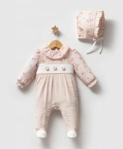 TO5592P Spanish Floral All In one and bonnet (0-6 months)