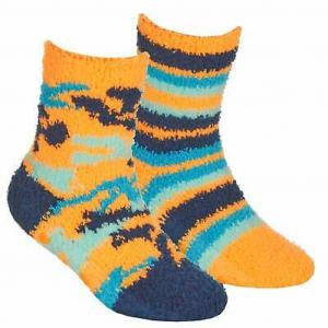 TT42B806-A  Orange Two Pairs Cosy Socks with Grippers  (6-3.5)