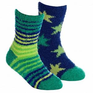 TT42B808-b  Green Two Pairs Cosy Socks with Grippers  (6-3.5)