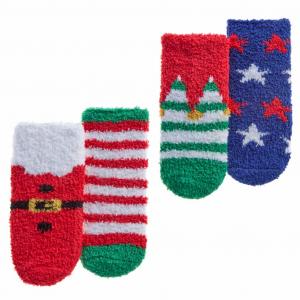 TT44B1006  Christmas Cozy  Socks 2 pairs  (0-5.5)