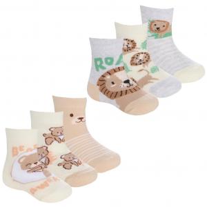 TT44B1010  Triple Pack Lion/Bear Socks  (0-5.5)