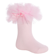 TT44B881P  Pink "Bow" Tutu Socks  (0-5.5)