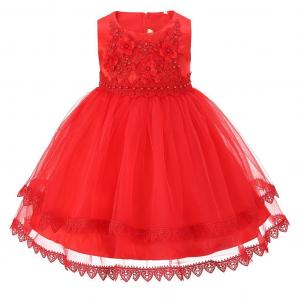 Tia0001R  Red  Embellished Dress  (6-36 months)