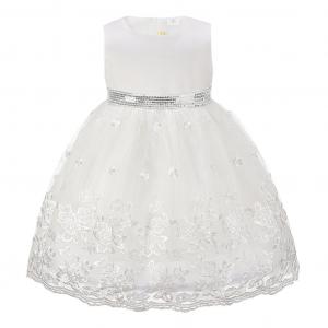 Tia8809W White Sequin Sash Dress (1-4 years)