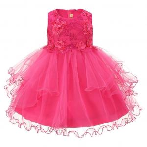 TiaH100HP  Hot Pink Appliqued Dress (0-9 months)