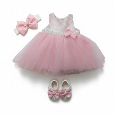VS05003-P   "Pearl and Diamonte" Dress Set  (0-12 months)