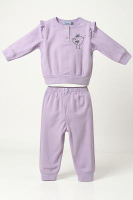VS1890L  Lilac Bird Ribbed set  (3-18 months)