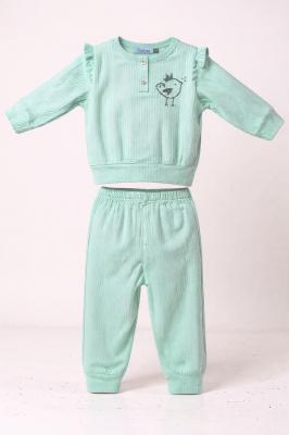 VS1890MI  Mint Green Bird Ribbed set  (3-18 months)