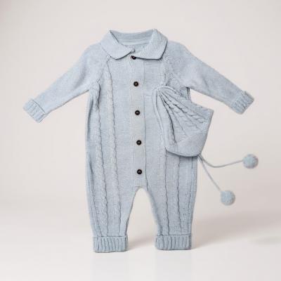 VS2065-S  Sky Cotton Knitted Romper and hat  (0-9m)