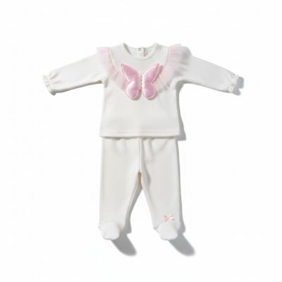 VV00260WP  White "Butterfly" Set with hat  (0-9 months)