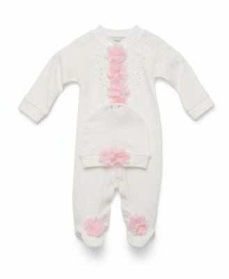 VV25105-IP  Sequin Flower All In One and Hat  (0-9 months)