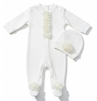 VV25105-I  Sequin Flower All In One and Hat  ( 0-9 months)
