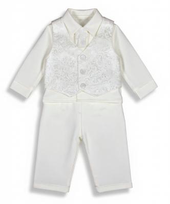 VV_CR01-W White Paisely 4 Piece Suit 0-24m (Choose Size)