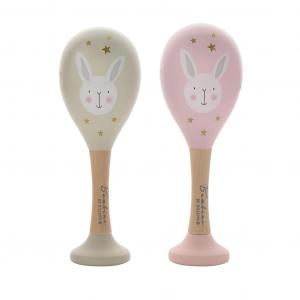 WBCG1778  Wooden Maracas Pink/Grey 