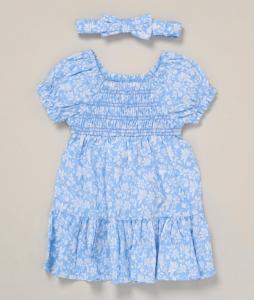 WWF10331B  Floral Smocked Dress Set  (6-24 months)