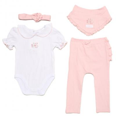 WWH13285P  Ribbed Four Piece Outfit  (0-9 months)