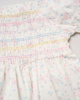 WWH14290  Floral Shirred Dress and Scrunchie  (2-4 years)