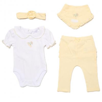 WWH14329Y  Ribbed Four Piece Outfit  (0-9 months)