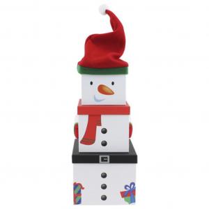 X-29475-BXCC   Snowman stacking box set with plush 